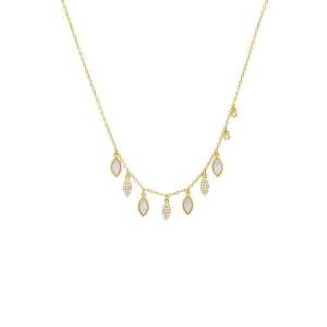 Dangling Pavé Marquise X Colored Gemstone Necklace