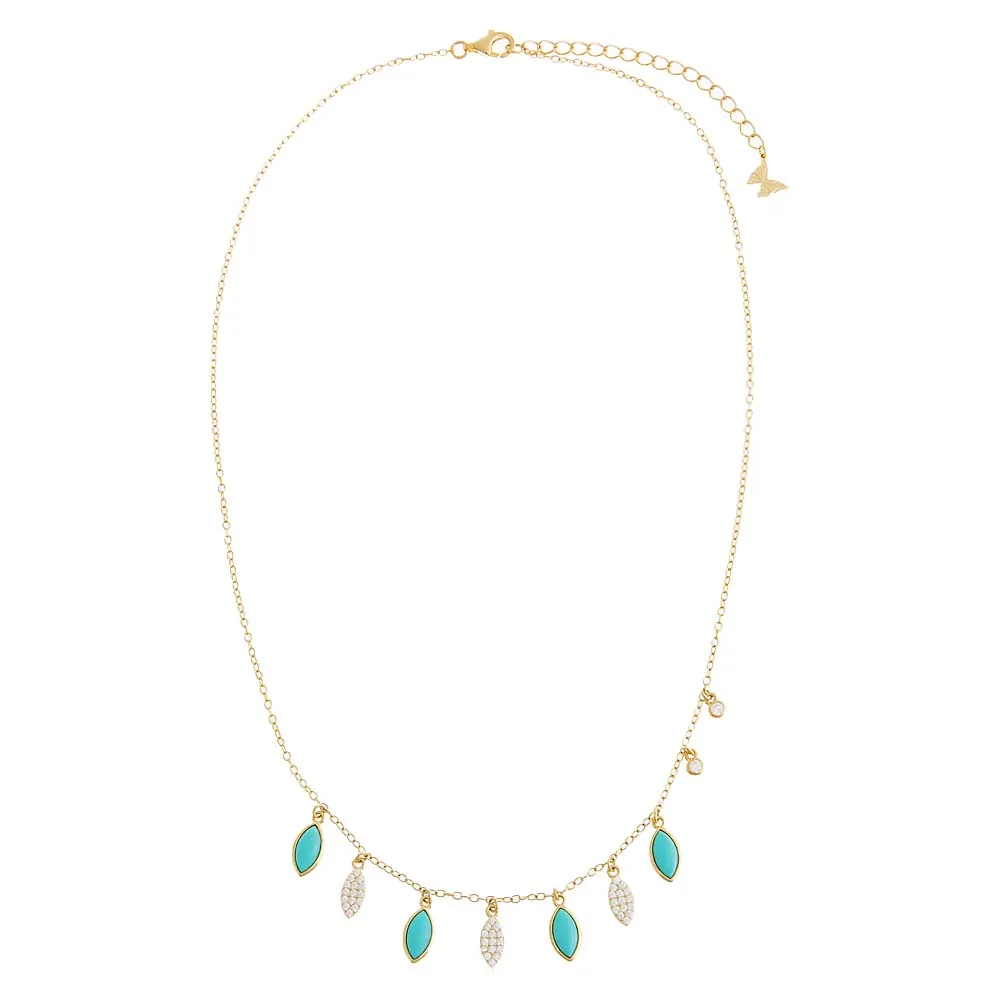 Dangling Pavé Marquise X Colored Gemstone Necklace