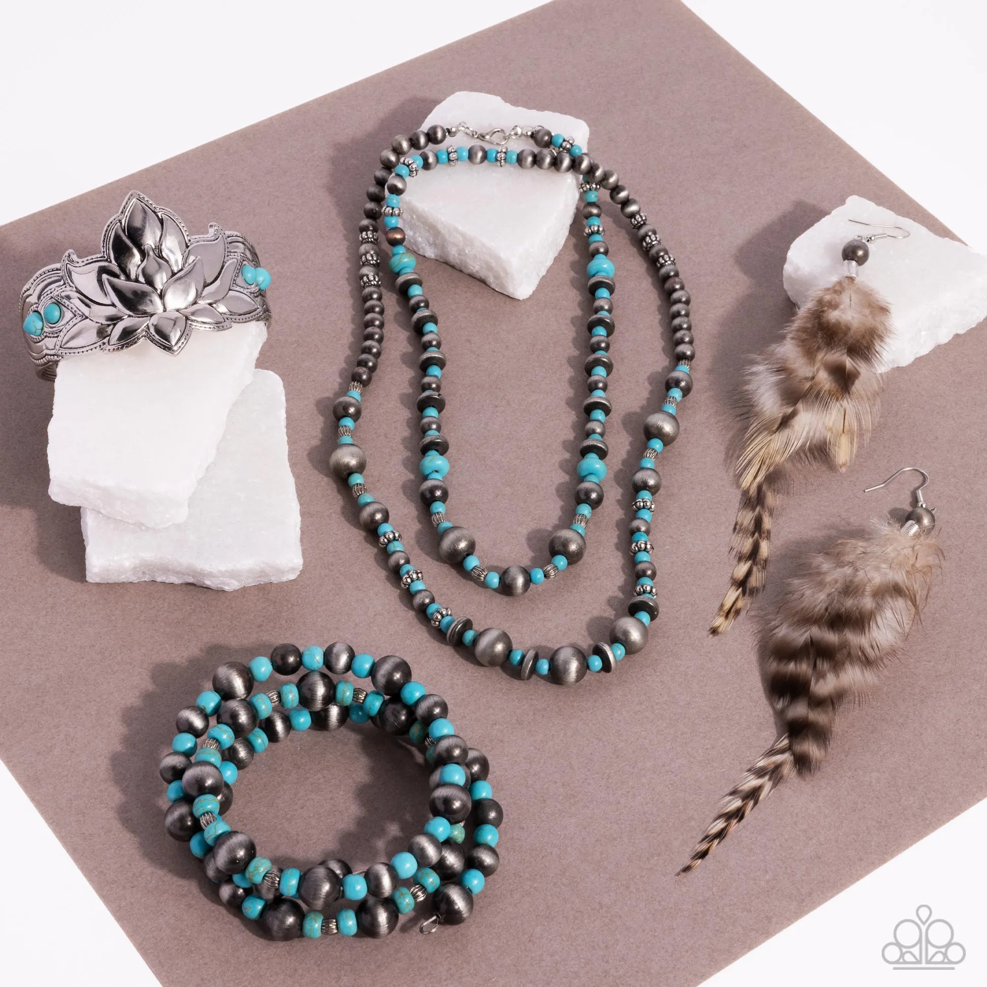 Daring Desert - Blue (Turquoise/Navajo Pearls) Necklace (SSF-0824)