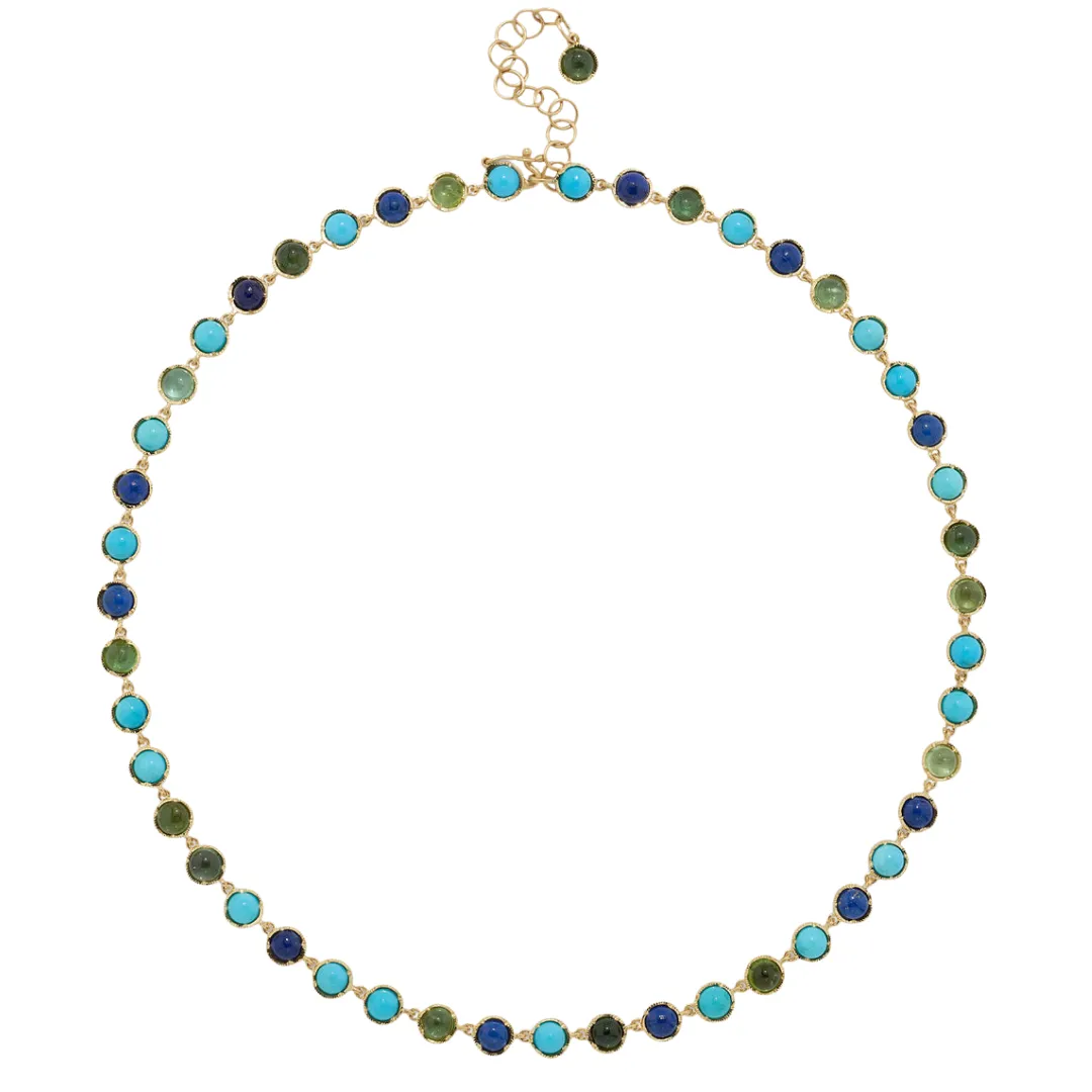 DARK BLUE MIXED GEMSTONE NECKLACE