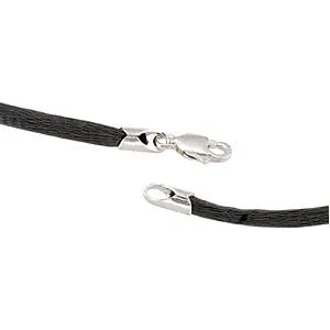 Dark Grey Satin 16" Cord with Sterling Silver Lobster clasp