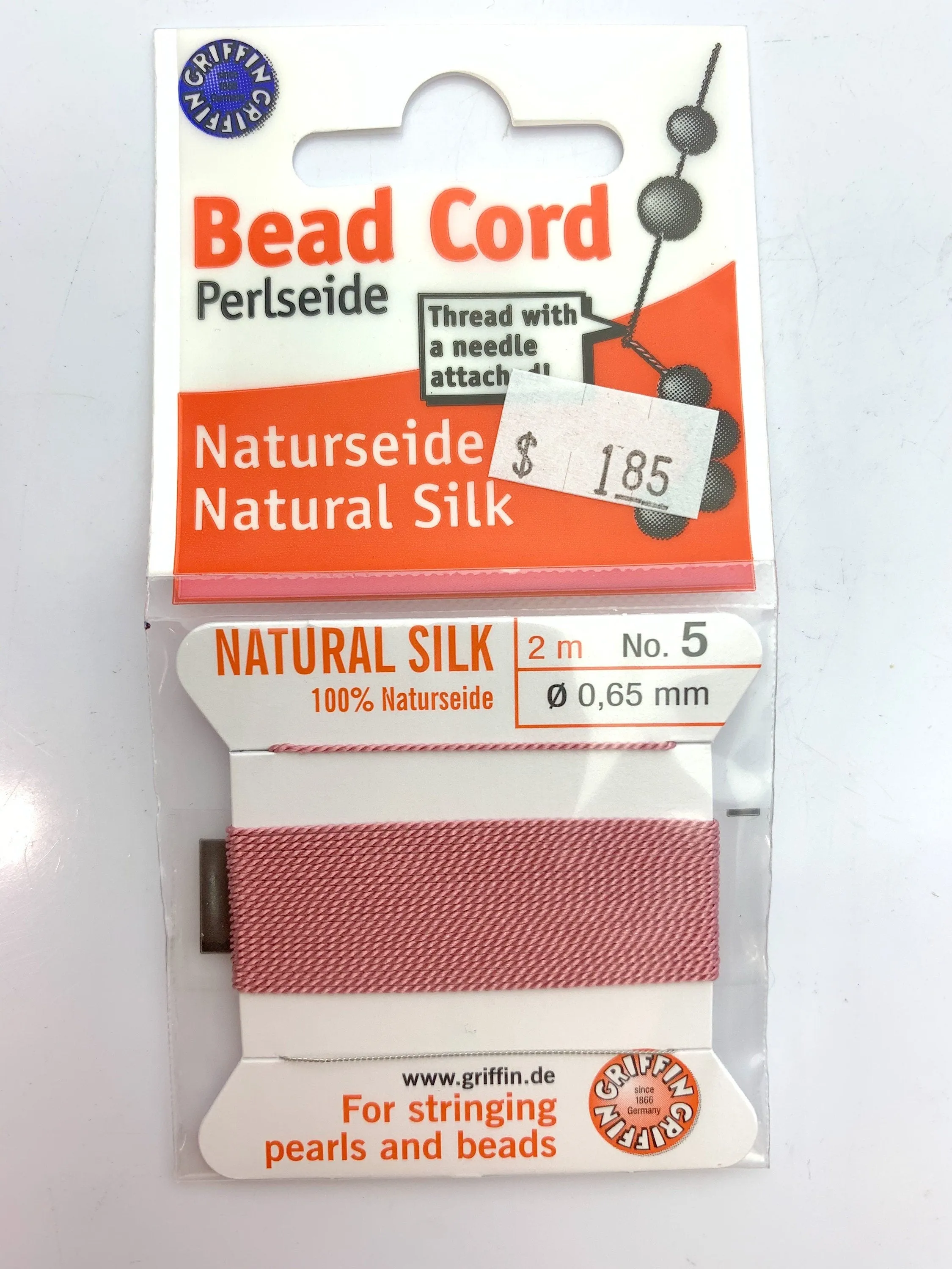 Dark Pink Bead Cord - Perlseide