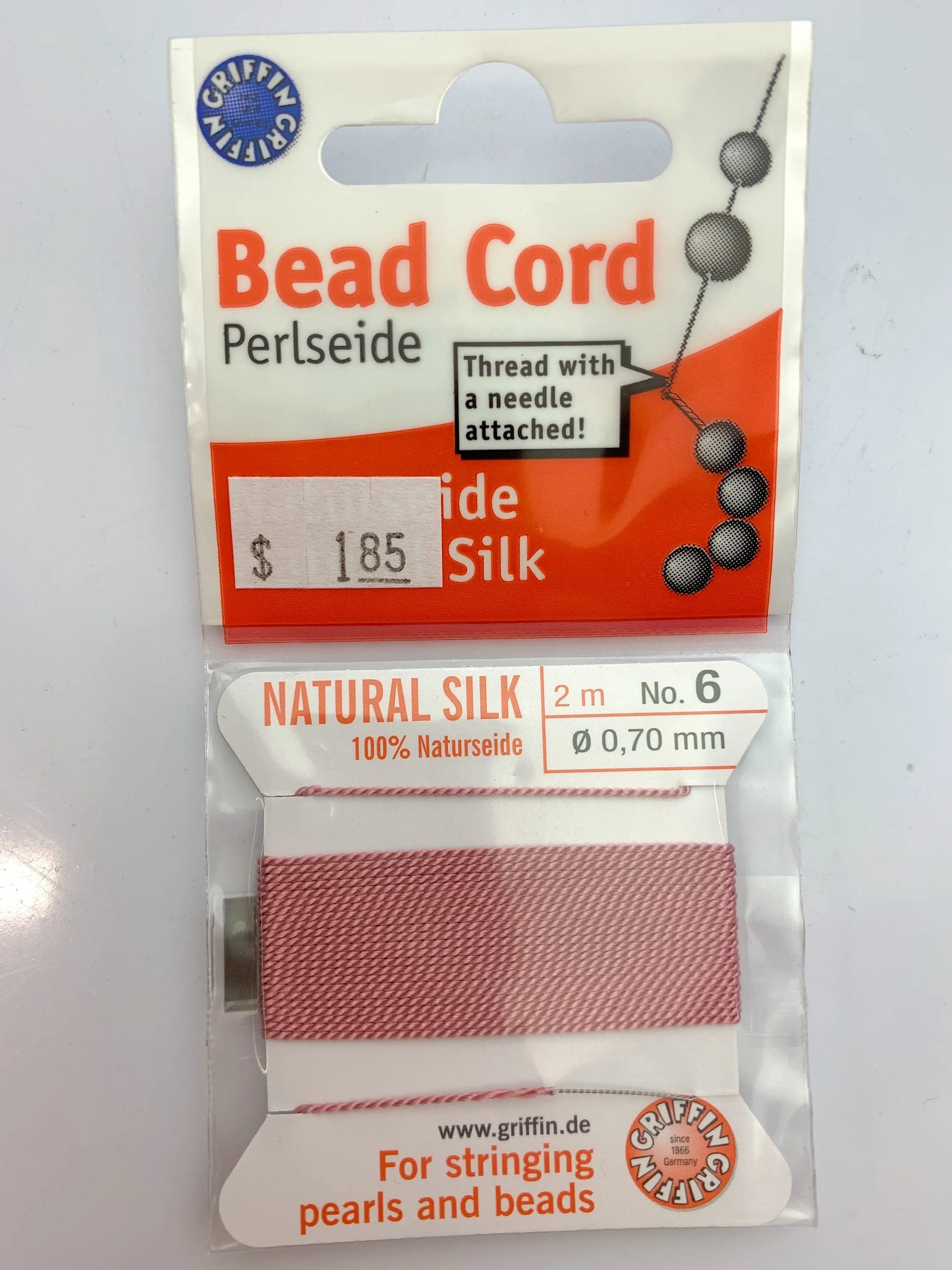 Dark Pink Bead Cord - Perlseide