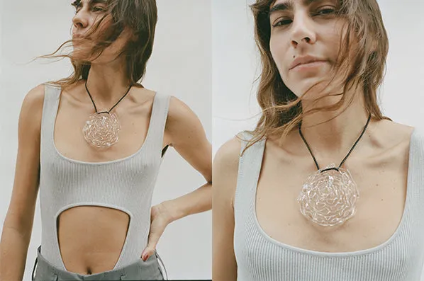 DEEP CURRENT NECKLACE, CLEAR GLASS