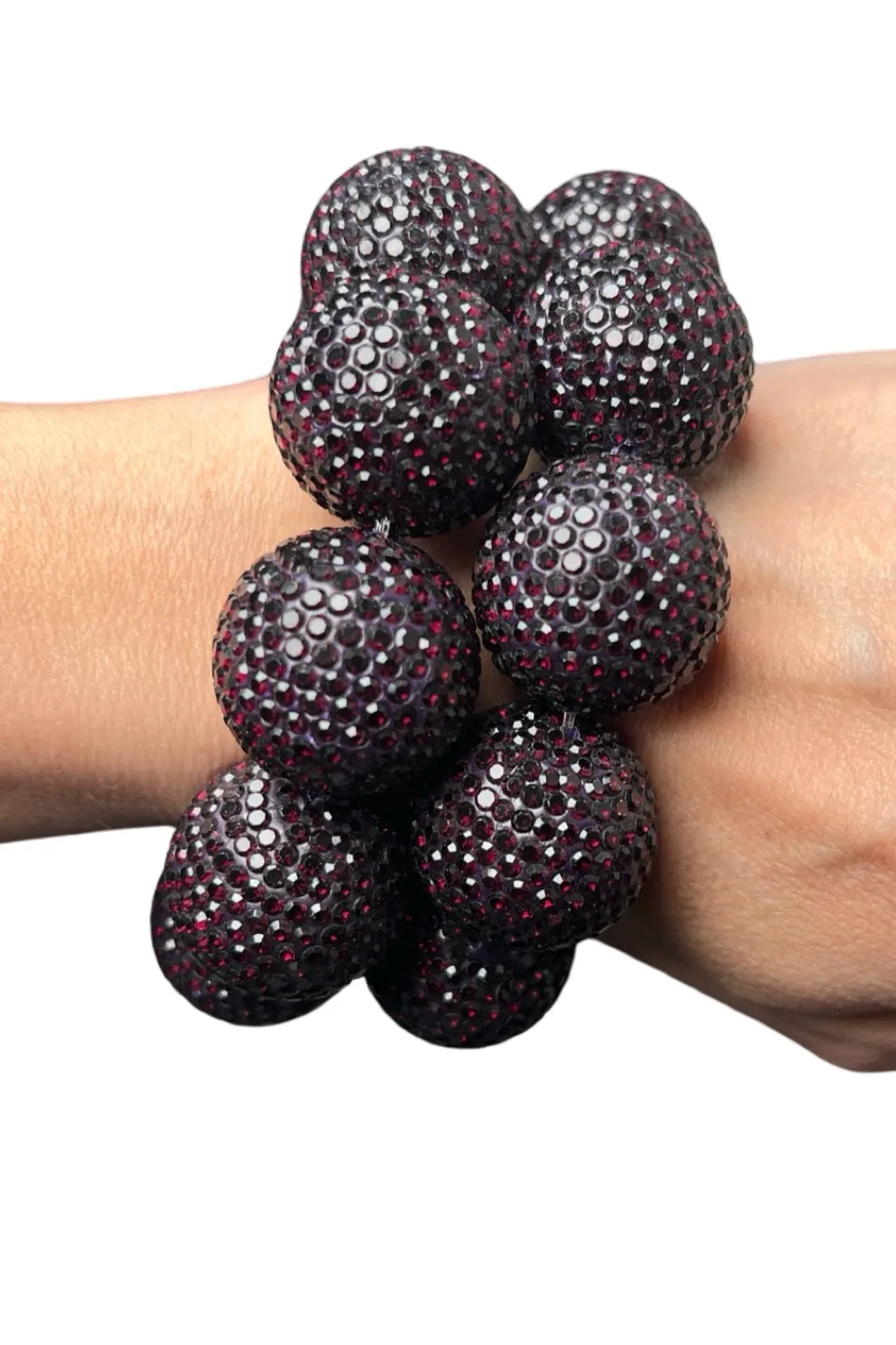 Deep Purple Crystal Sphere Stretch Statement Bracelet