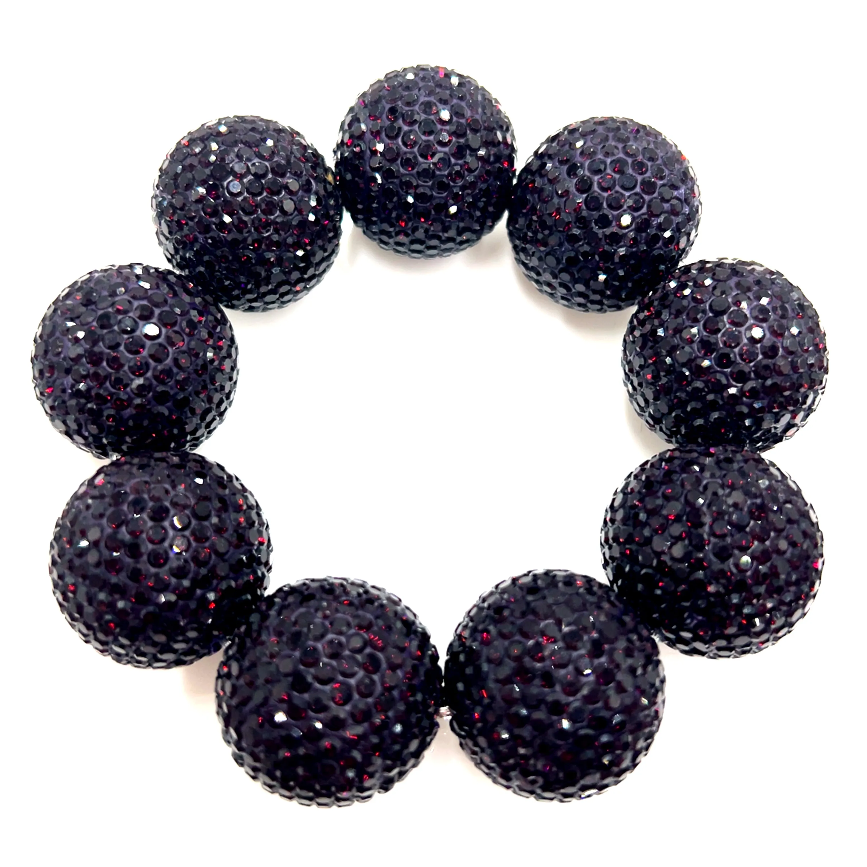 Deep Purple Crystal Sphere Stretch Statement Bracelet