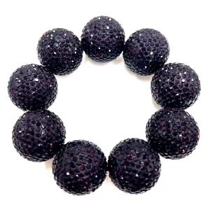 Deep Purple Crystal Sphere Stretch Statement Bracelet