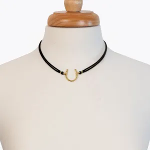 Devlin - Double Cord 14K Gold Vermeil Hammered Horseshoe Necklace