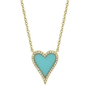 Diamond & Composite Turquoise Heart Necklace