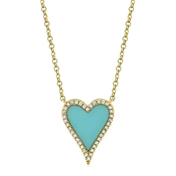 Diamond & Composite Turquoise Heart Necklace