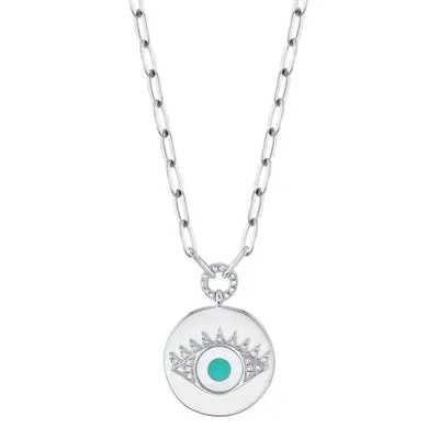 Diamond, Composite Turquoise & Mother of Pearl Eye Necklace