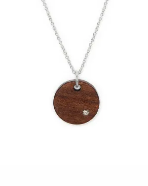 Diamond Round Wood Necklace