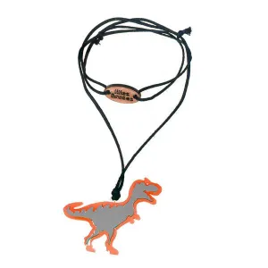 Dinosaur Gray/Orange  Necklace