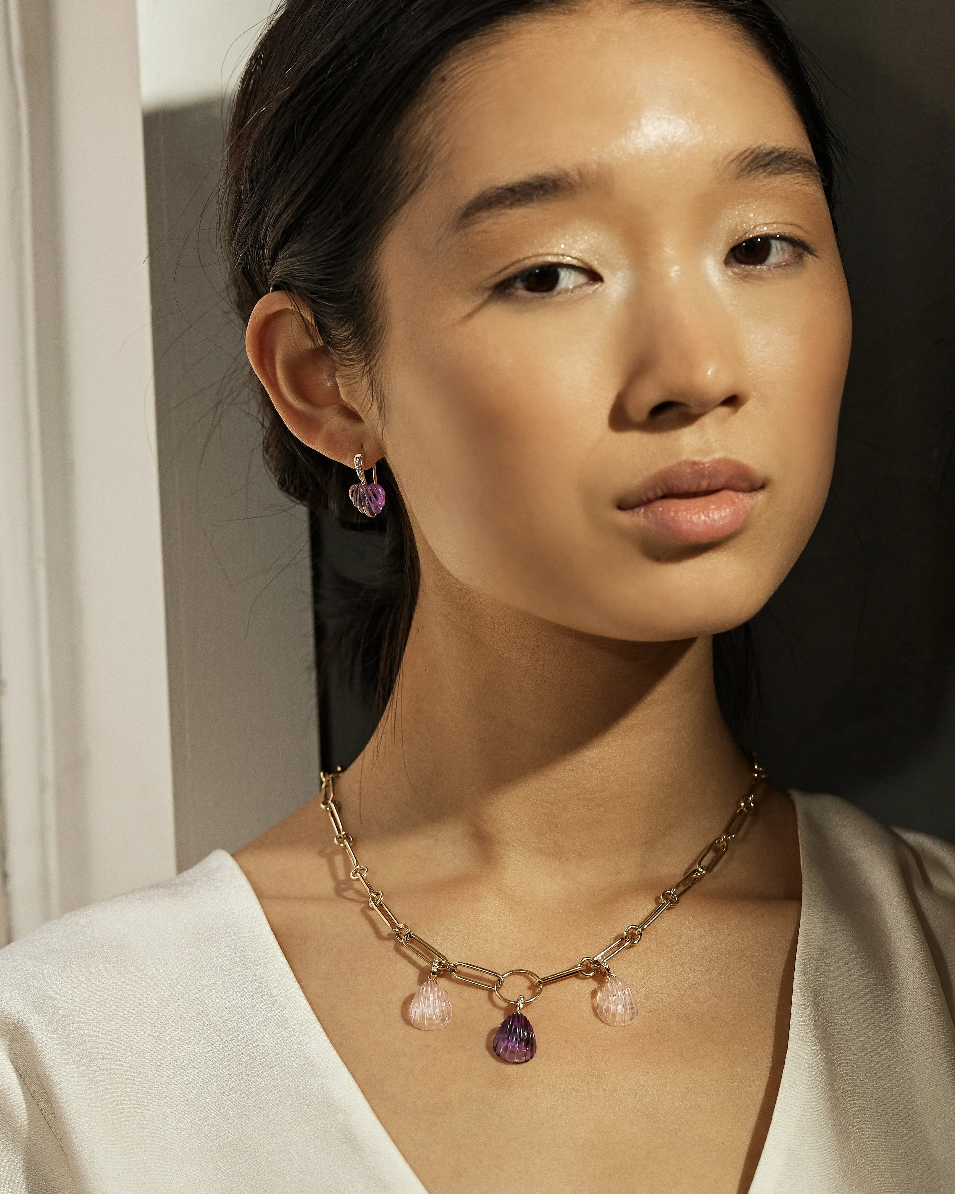 Dream Shell Scallop Pendant - Amethyst
