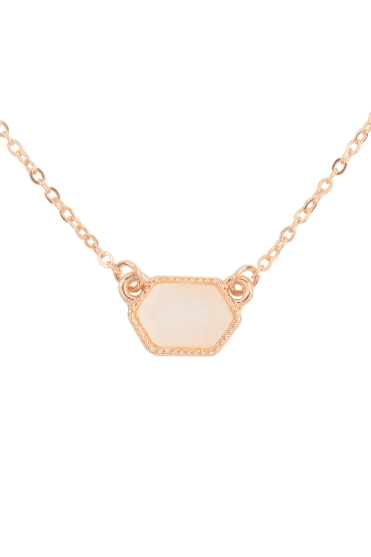 Druzy Hexagon Pendant Necklace Earring Set White - Pack of 6