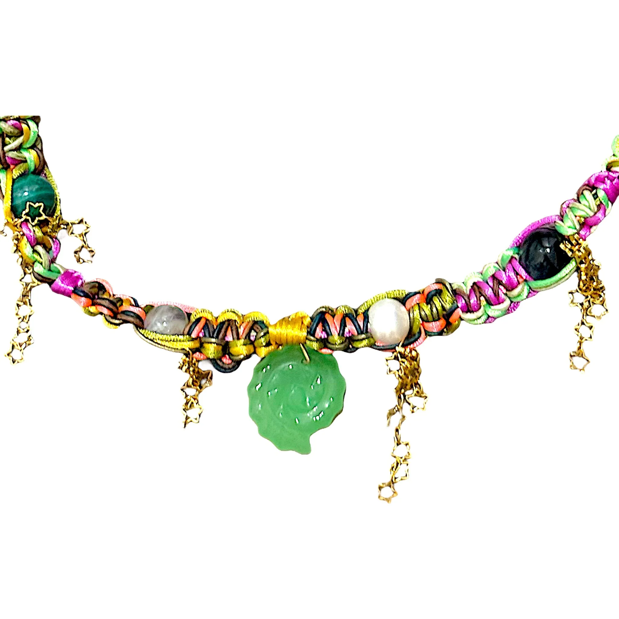 ELECTRIC GREEN OPAL GLOW SHELL ROCKSTAR CHOKER