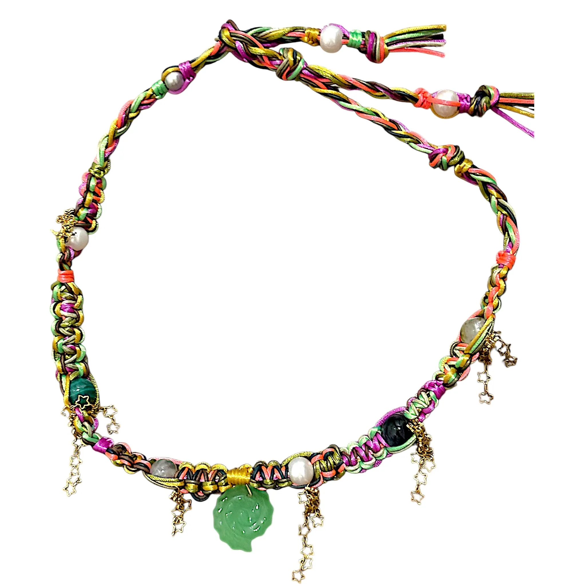 ELECTRIC GREEN OPAL GLOW SHELL ROCKSTAR CHOKER