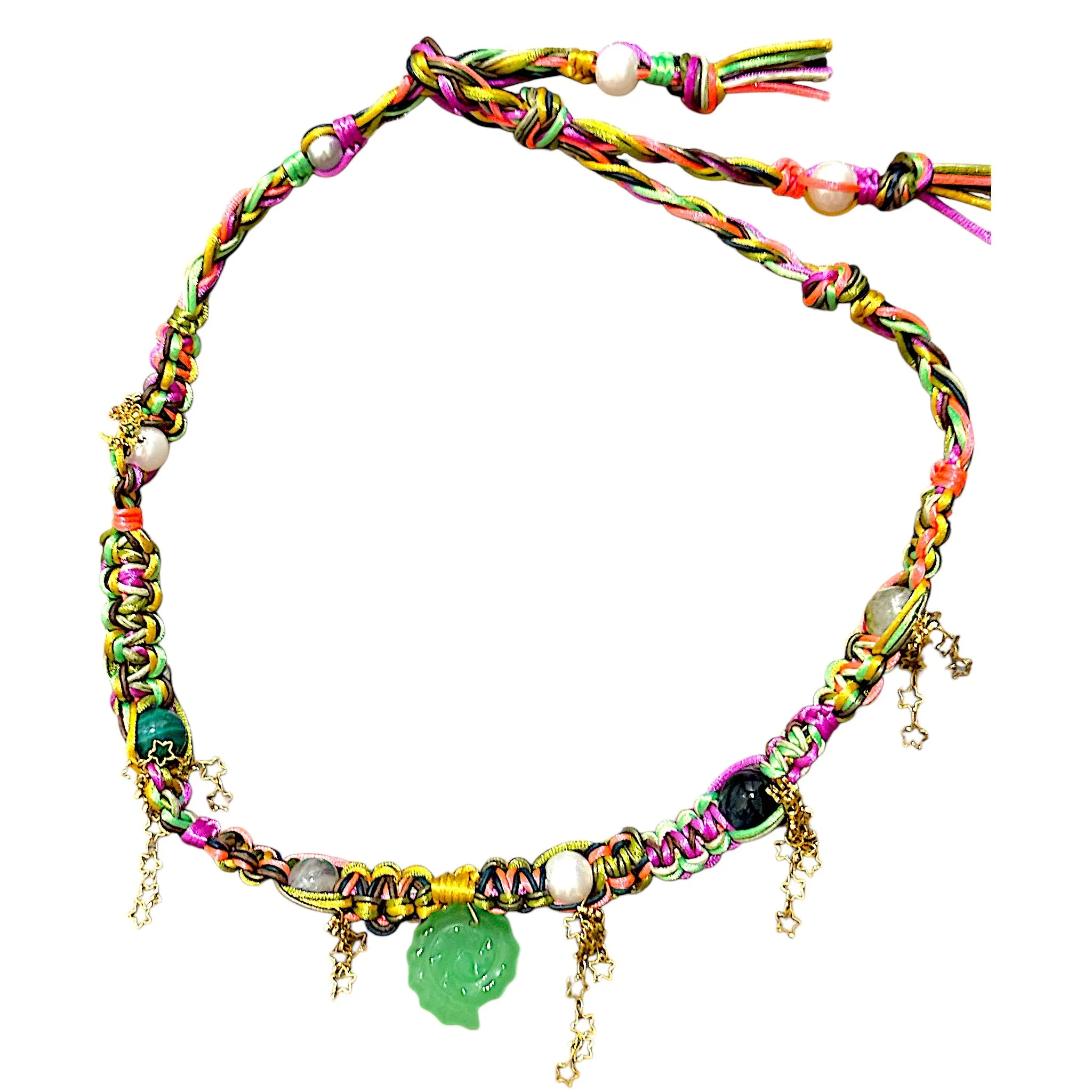 ELECTRIC GREEN OPAL GLOW SHELL ROCKSTAR CHOKER