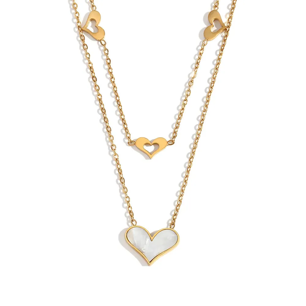 Elegant Double Hollow Heart Necklace