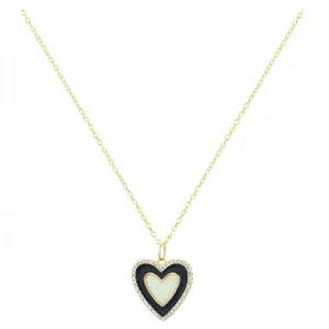 Enamel and Opal Heart Necklace (Available in 3 Colors)
