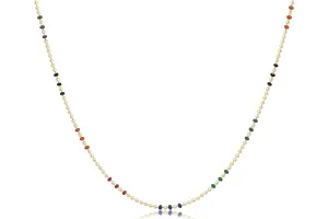 enewton - 14k gold-filled - Yellow Gold Choker Beaded Multicolor Necklace 15"