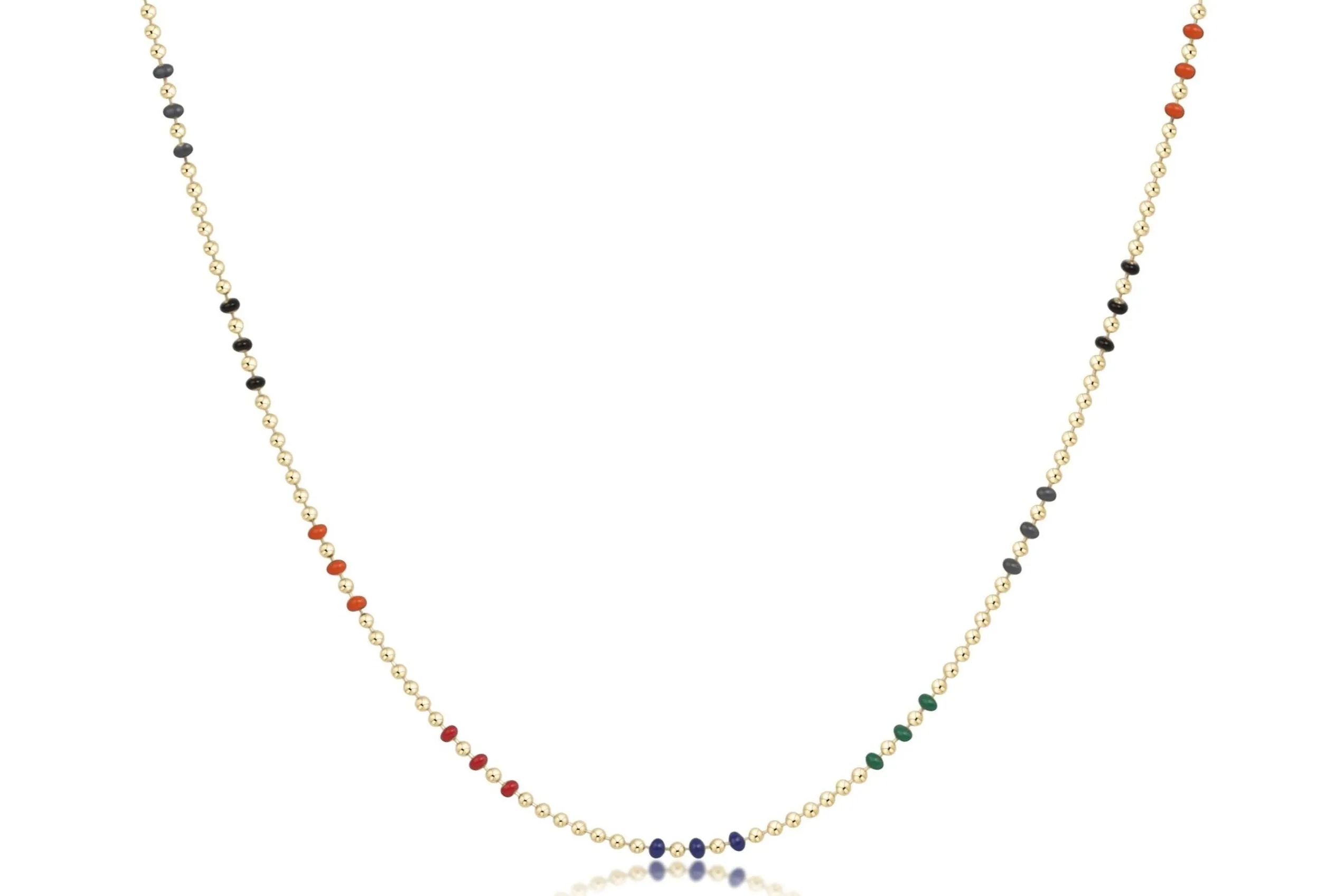 enewton - 14k gold-filled - Yellow Gold Choker Beaded Multicolor Necklace 15"