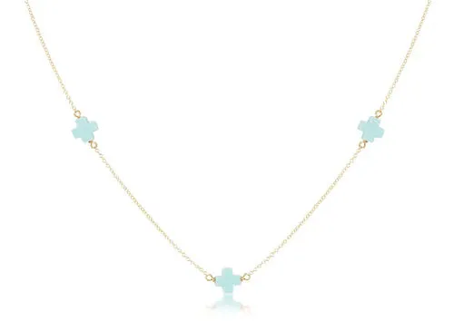 Enewton - 15in Choker Simplicity Chain Gold - Signature Cross - Turquoise