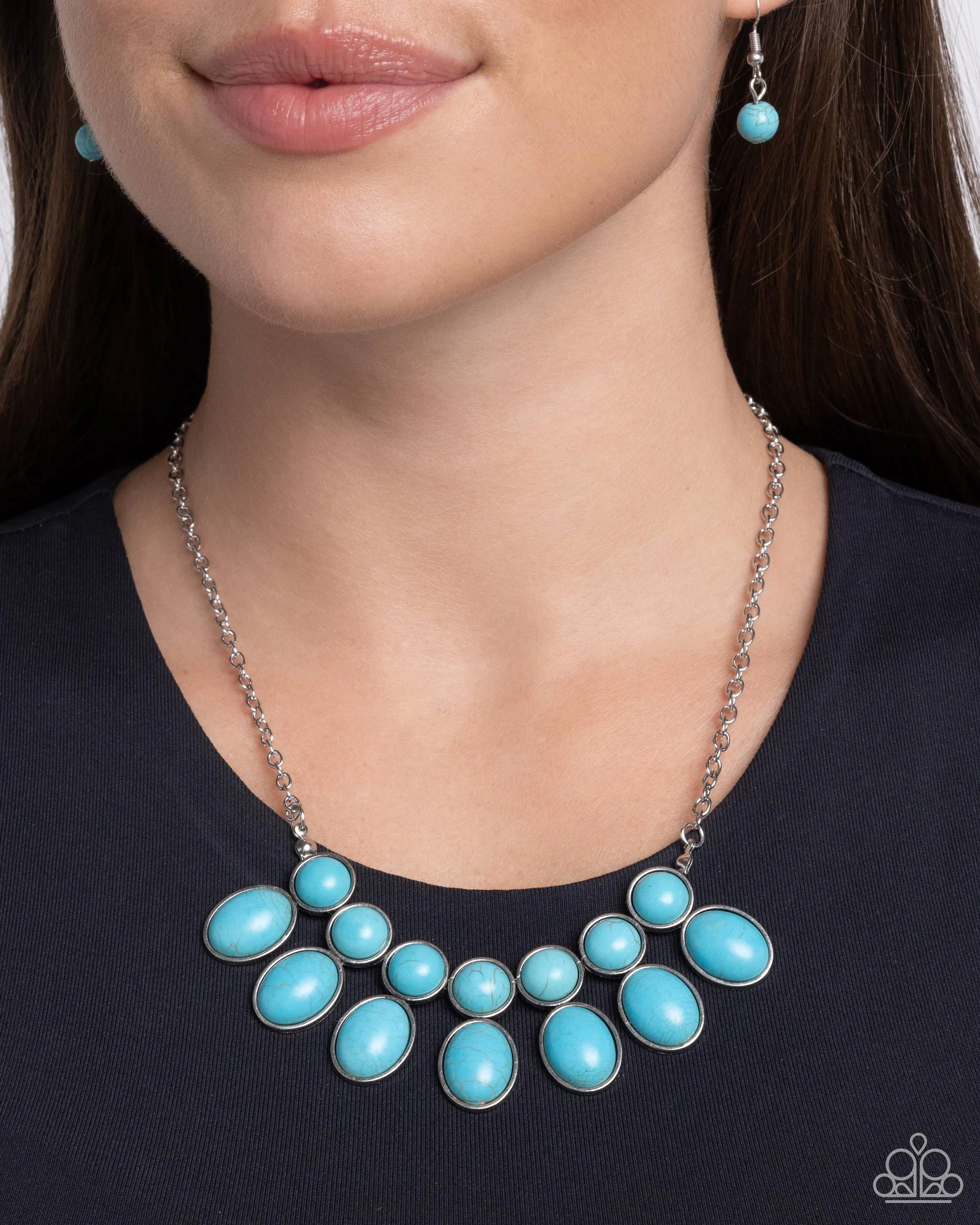 Environmental Impact - Blue - Round and Oval Turquoise Stone Paparazzi Short Necklace