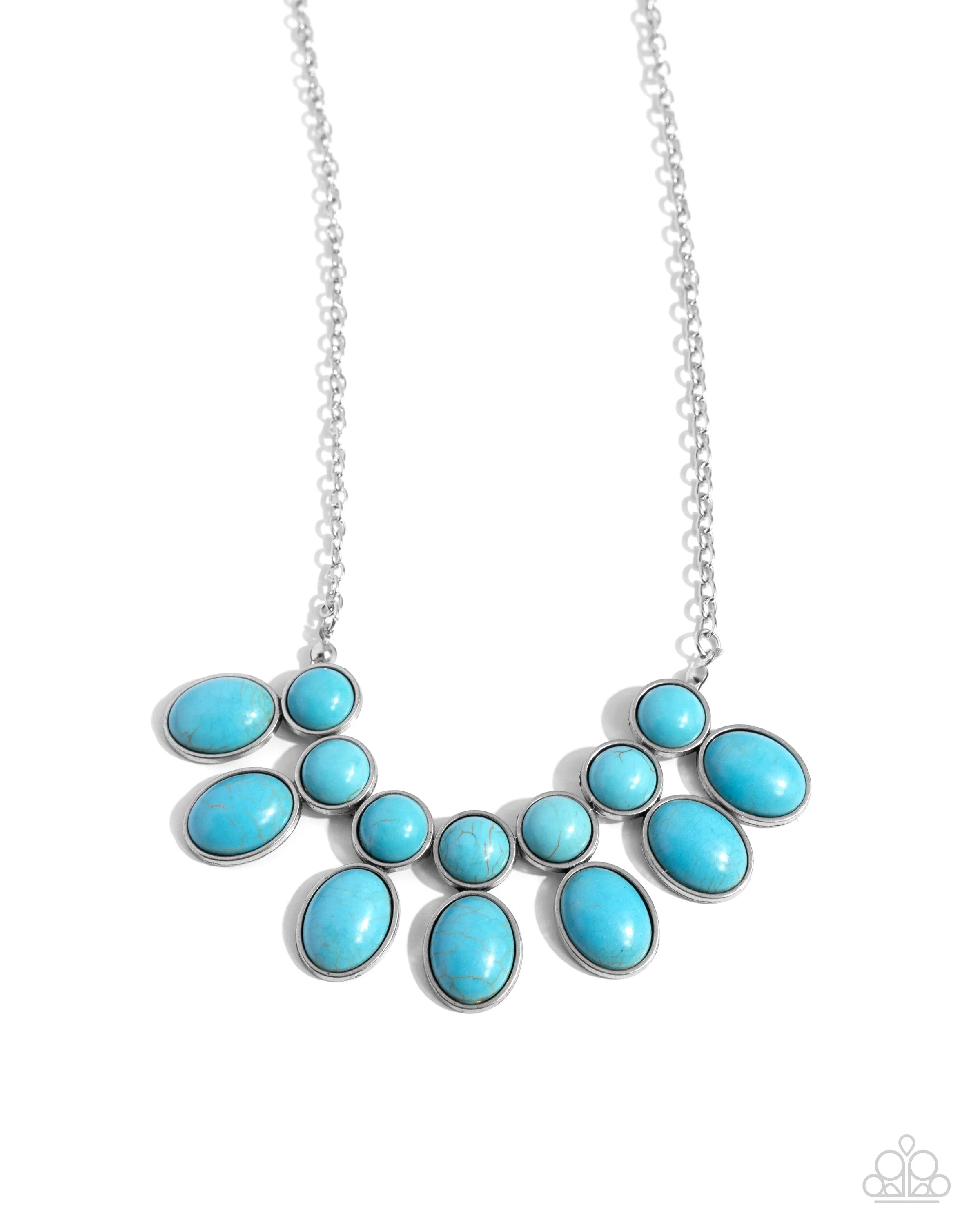 Environmental Impact - Blue - Round and Oval Turquoise Stone Paparazzi Short Necklace