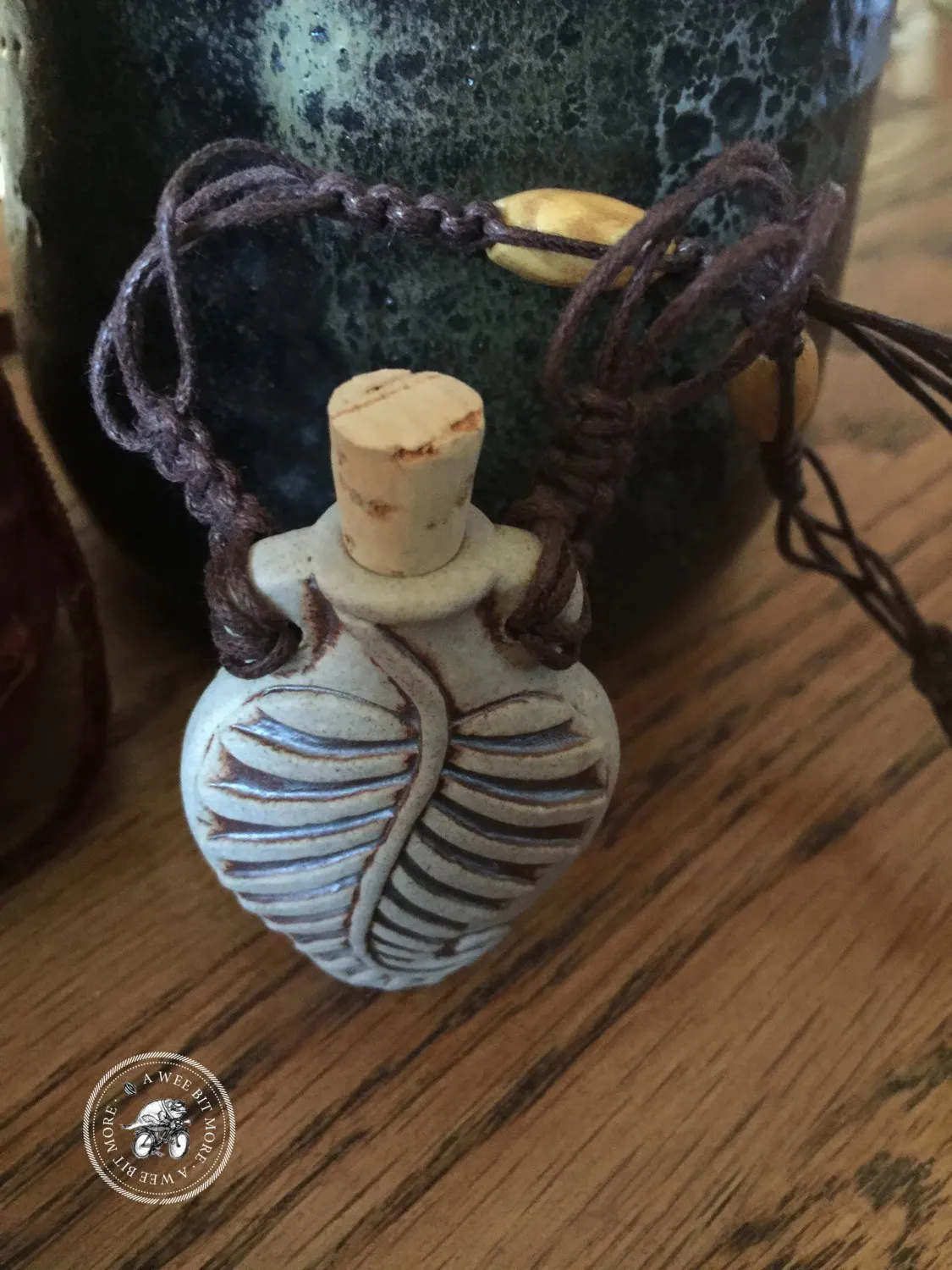 Essential Oils Macramé Necklace – Palm Leaf Clay Pendant