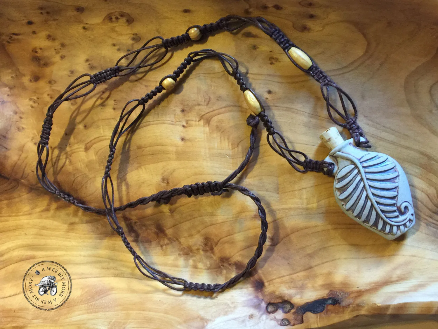 Essential Oils Macramé Necklace – Palm Leaf Clay Pendant