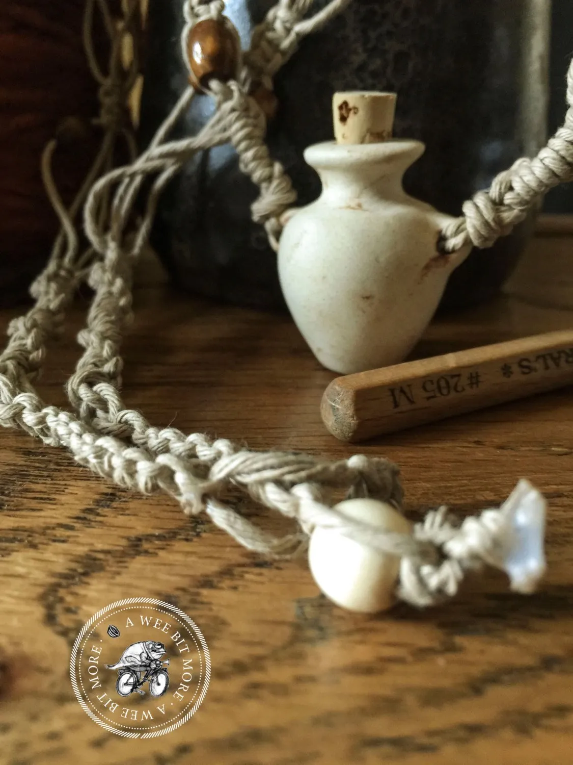 Essential Oils Macramé Necklace – Raku Pendant