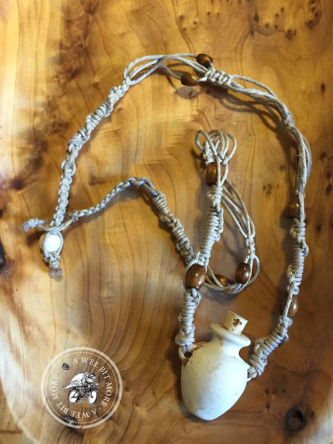 Essential Oils Macramé Necklace – Raku Pendant