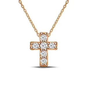 EternalDia 925 Silver Mini Cross Diamond Pendant Necklace (0.10cttw, IJ, I2-I3) 18