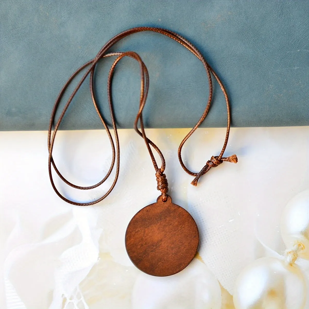 Evil Eye Glass & Wooden Pendant Necklace Retro Punk Style Gift