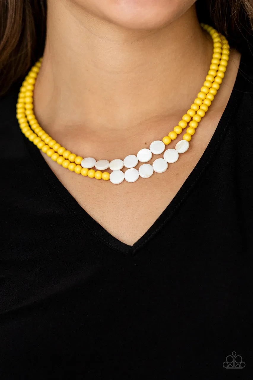 Extended STAYCATION Yellow Paparazzi Necklace