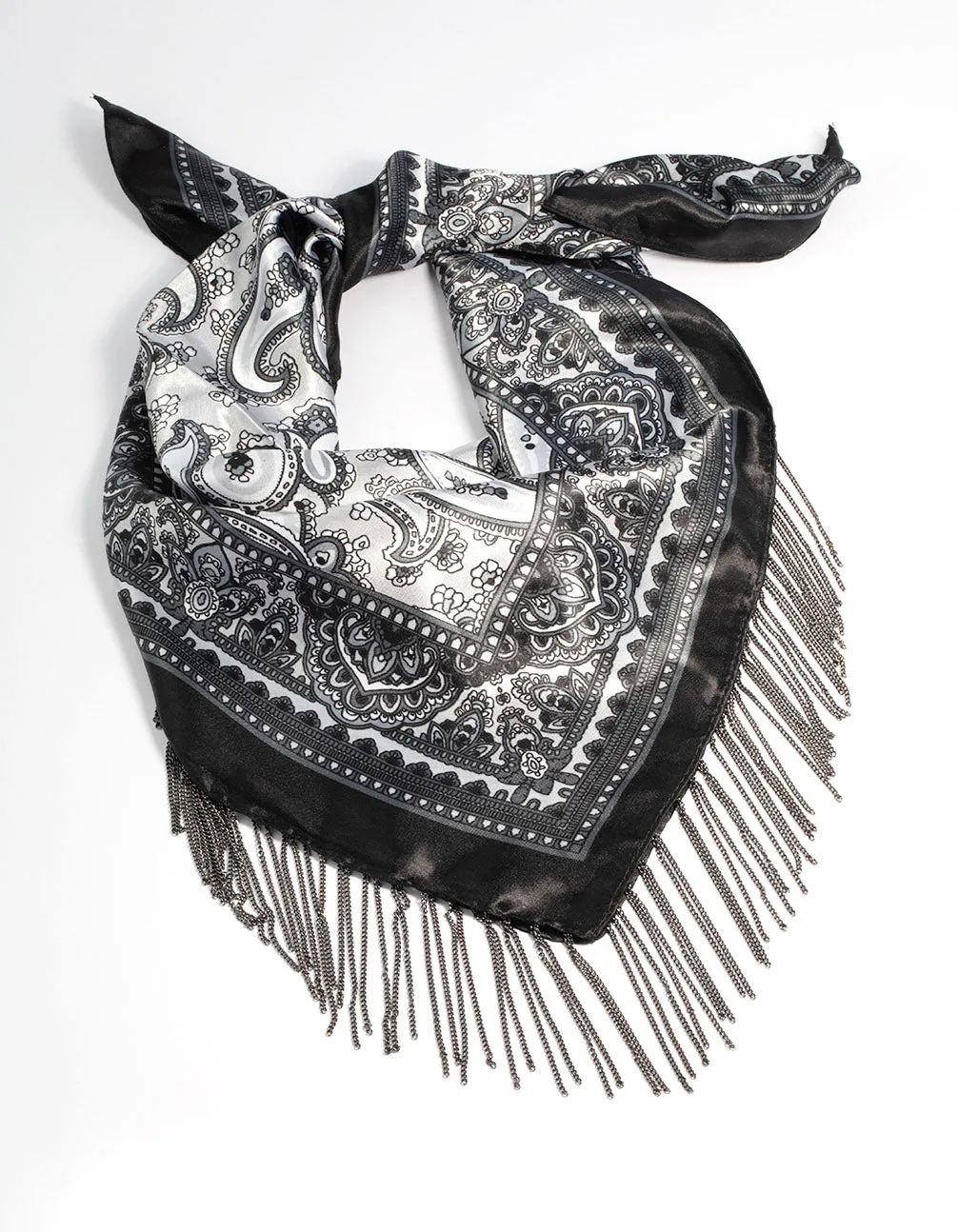 Fabric Paisley Fringe Necklace