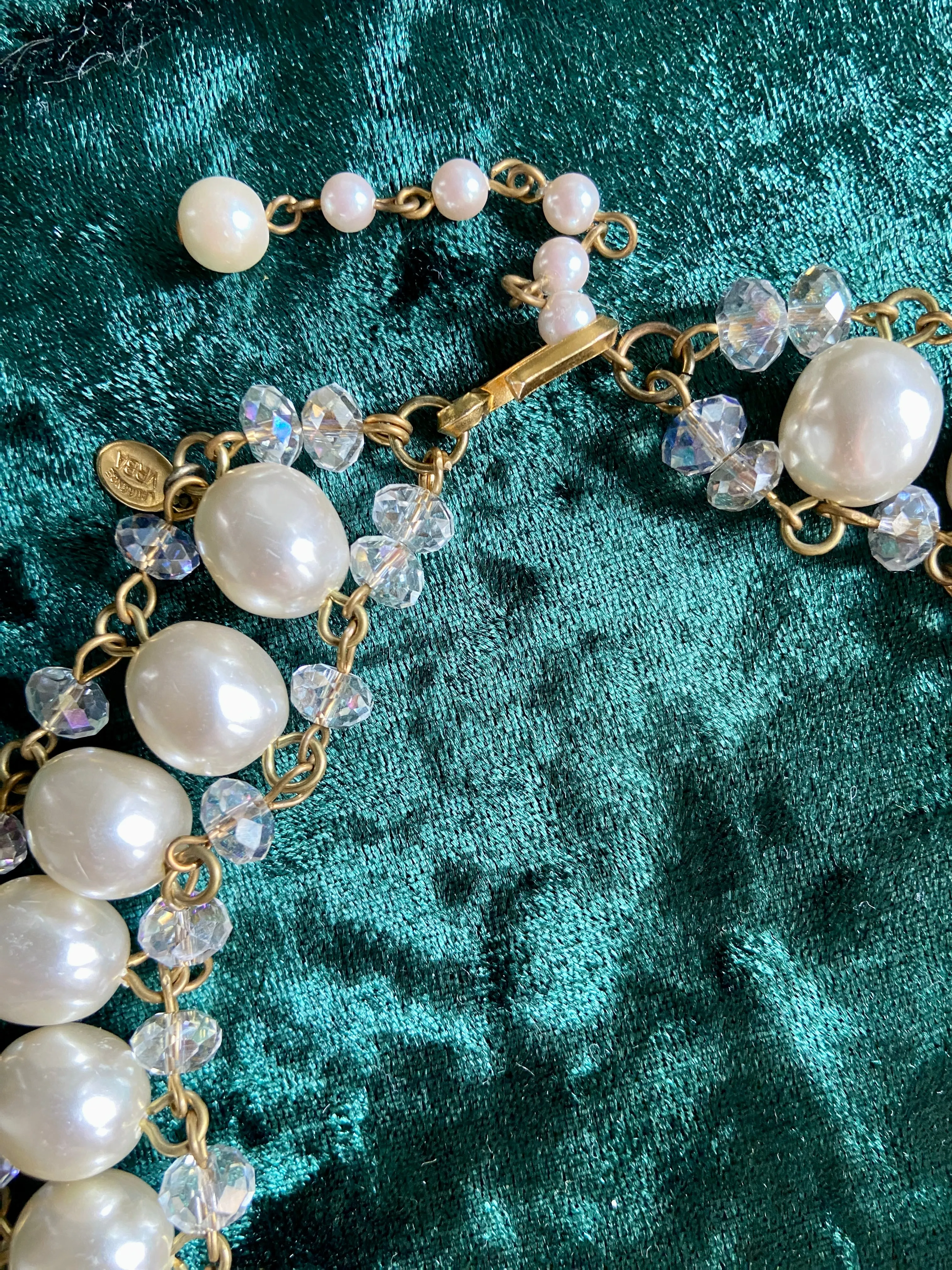 Fabulous Designer VRBA Gold Coin and Pearl Statement Necklace