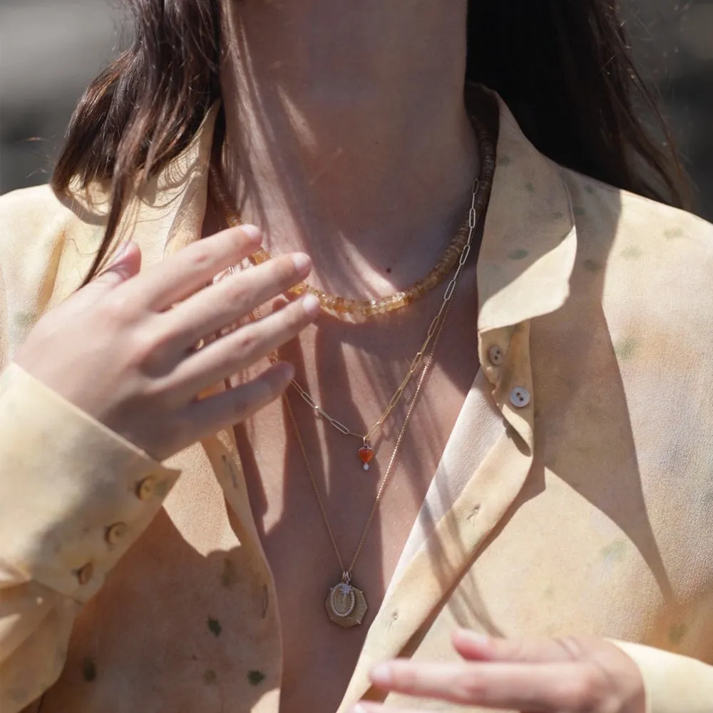 Faceted Hessonite Garnet Beaded Necklace