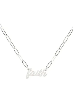 Faith Inspirational Brass Clip Chain Necklace Burnish Silver - Pack of 6