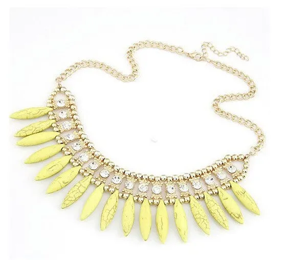 Fashion Women Crystal Pendant Chain Choker Chunky Statement Bib Necklace BOHO
