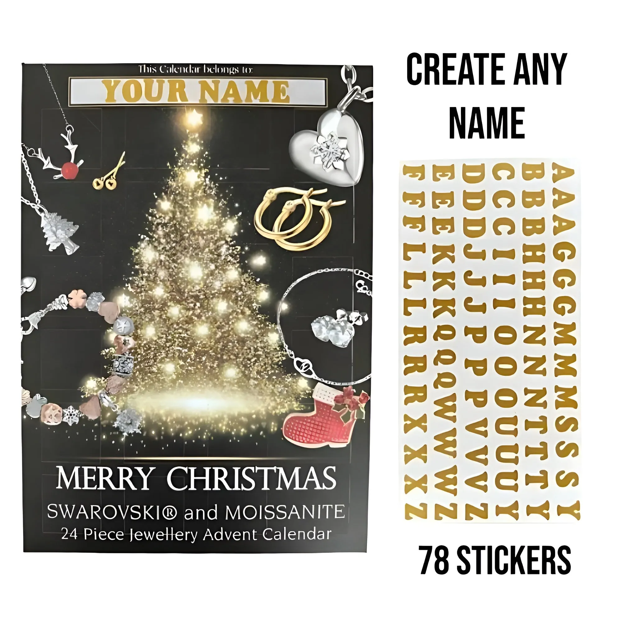 Festive Jewelry Advent Calendar With Crystals