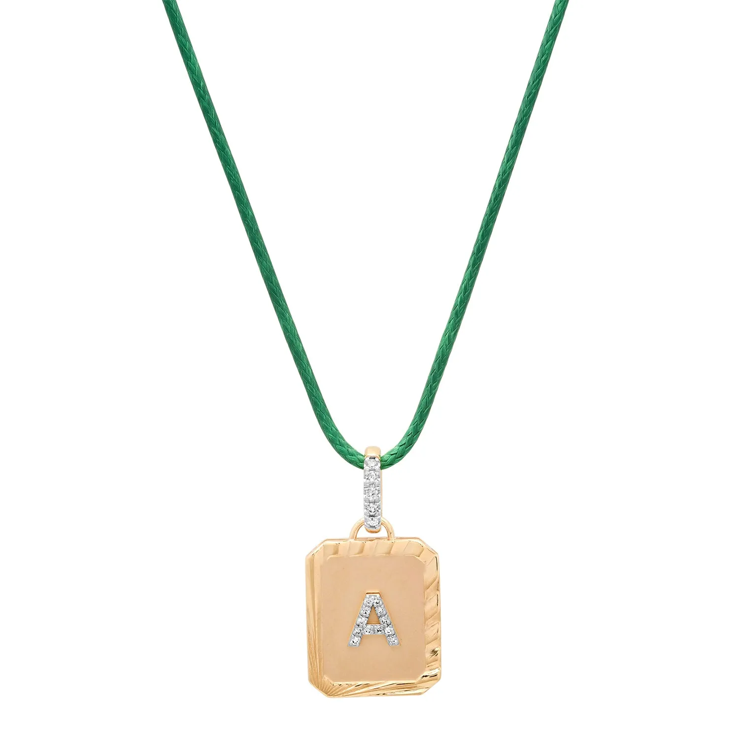 Fiona Fluted Diamond Dog Tag Charm Necklace