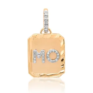 Fiona Fluted Diamond Dog Tag Charm Necklace