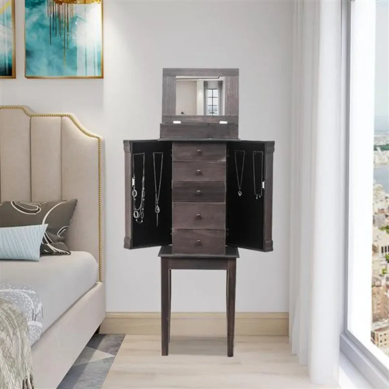 Five Draw Armoire Jewelry Cabinet