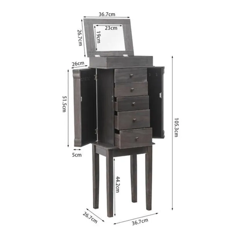 Five Draw Armoire Jewelry Cabinet