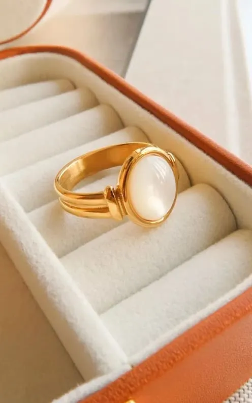 Flânerie - Jade Classic Shell Stone Ring