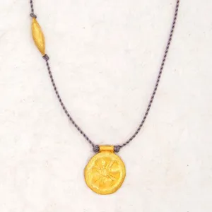 Flower Talisman Necklace on Grey Nylon
