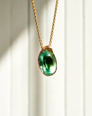 Fluorite Positive Energy In a Slipper Shell Necklace