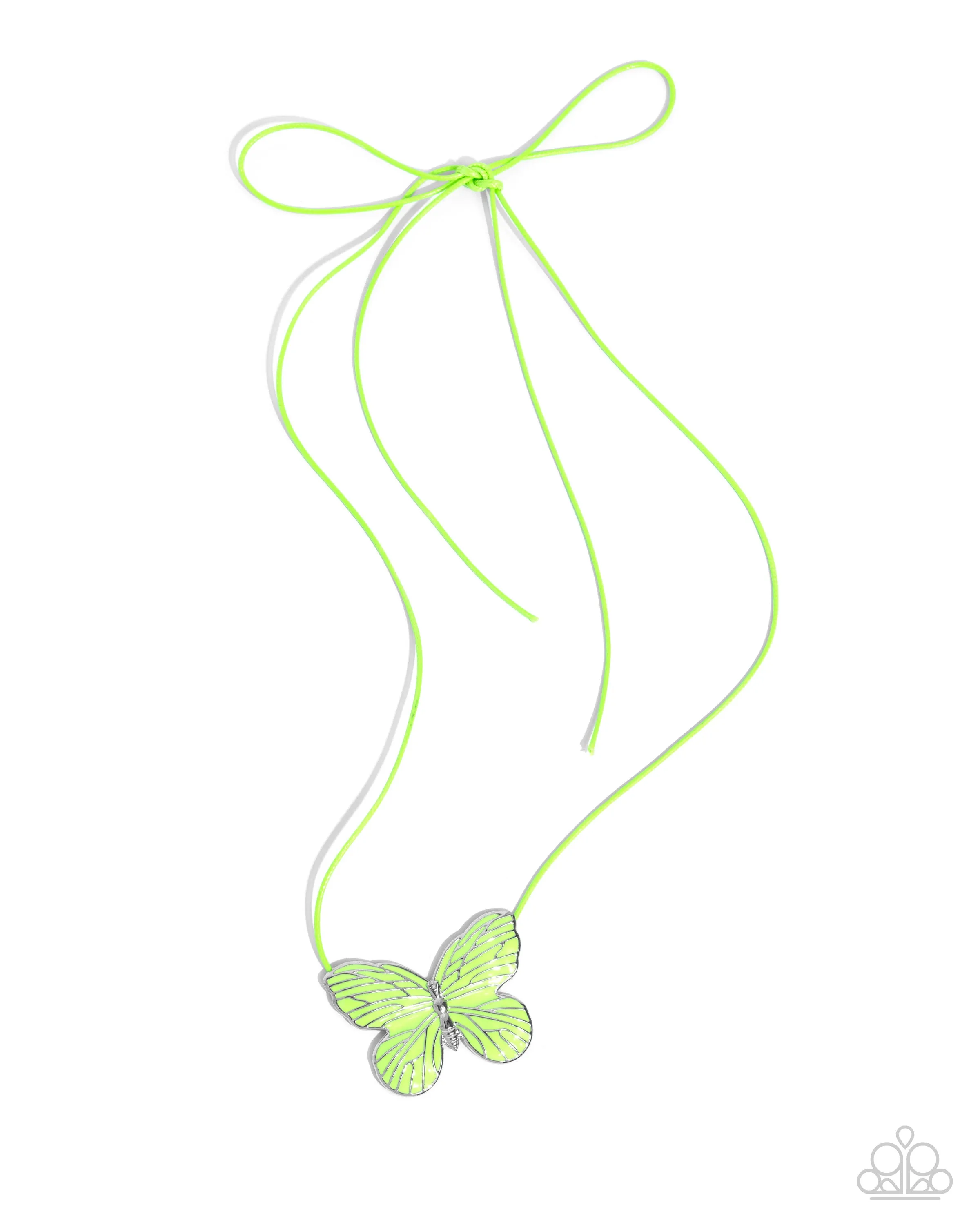 Fluttering Fervor - Green - Painted Butterfly Paparazzi Short Necklace